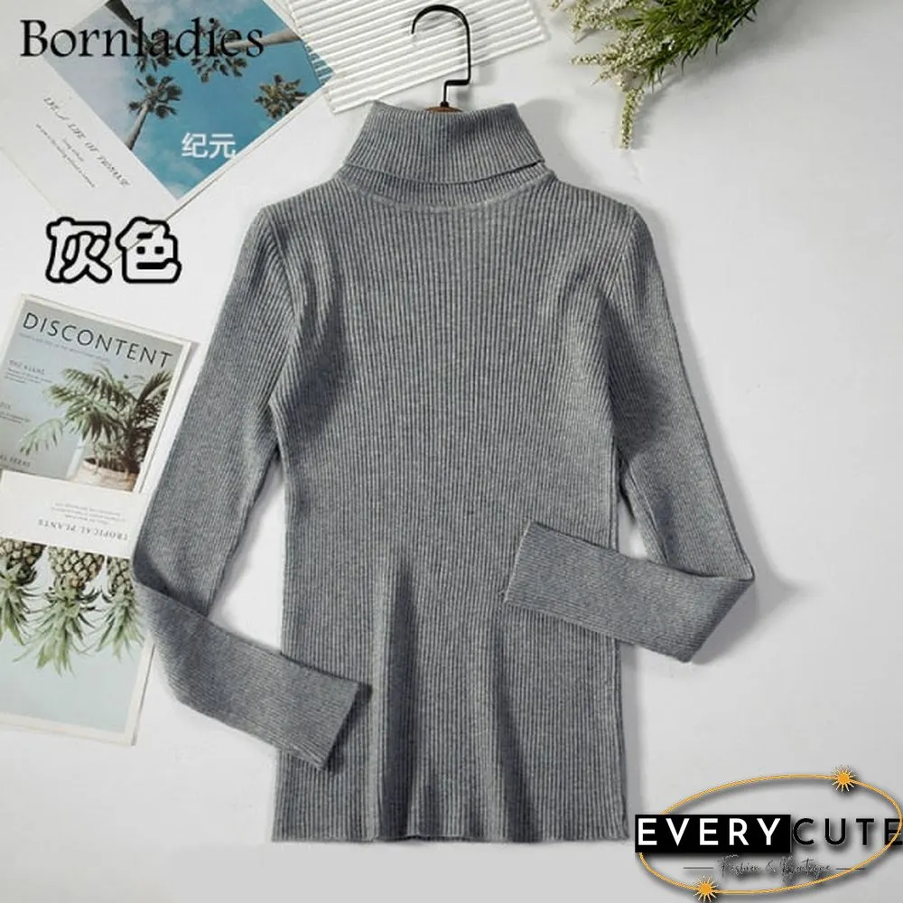 Bornladies Basic Turtleneck Women Sweaters Autumn Winter Tops Slim Women Pullover Knitted Sweater Jumper Soft Warm Pull