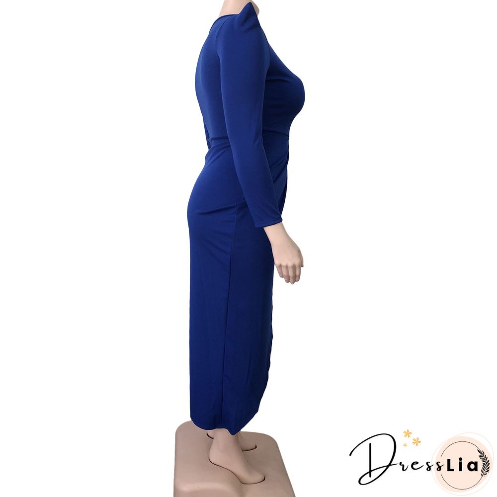 Plus Size V-neck Folds Maxi Dresses