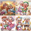 (US Local)4Pack Old Couple-Special Shaped Diamond Painting Kit(30x30cm)
