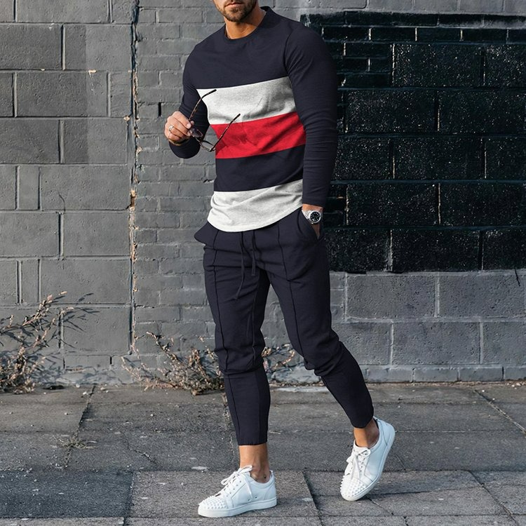 Men's Statement Polo Shirt and Pants Two Piece