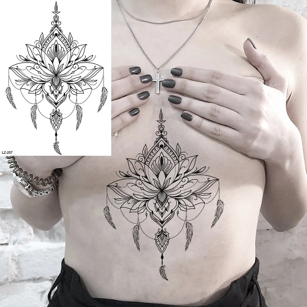 Black Rose Flower Sexy Temporary Tattoos For Women Adult Thigh Peony Skull Realistic Fake Tattoo Sexy Washable Tatoos Sticker