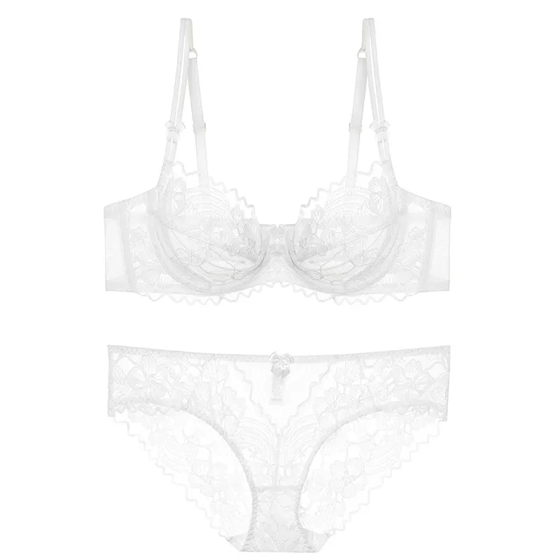 Churchf Bra Sexy Pure Desire Underwear Women's Summer Breathable French Small Agglomeration Bra Lace Panties Set
