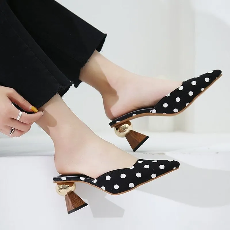 Comemore New 2022 Mules Black Pumps High Heels for Women Dress Flip Flops Women's Slippers Summer Female Sliders Shoes for Girls
