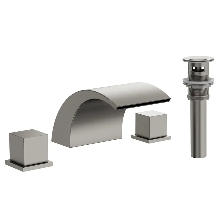  EVERSTEIN Waterfall Widespread Bathroom Sink Faucet Brushed Nickel SFS-1148-NK