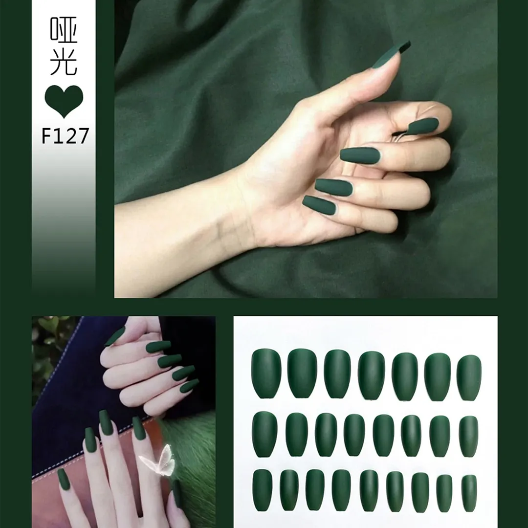 Nail Art Fake Nails Stiletto Tips Clear Press on Long False with Glue Coffin Stick Display Full Cover Artificial Designs Matte