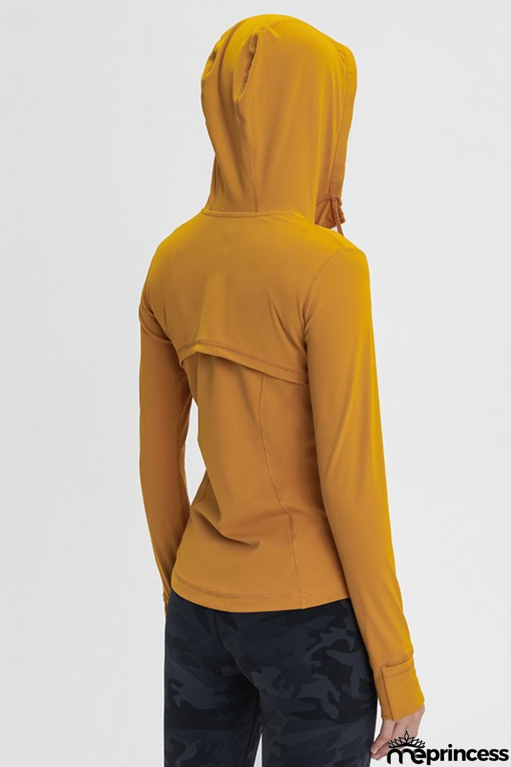 Zip Up Drawstring Detail Hooded Sports Jacket