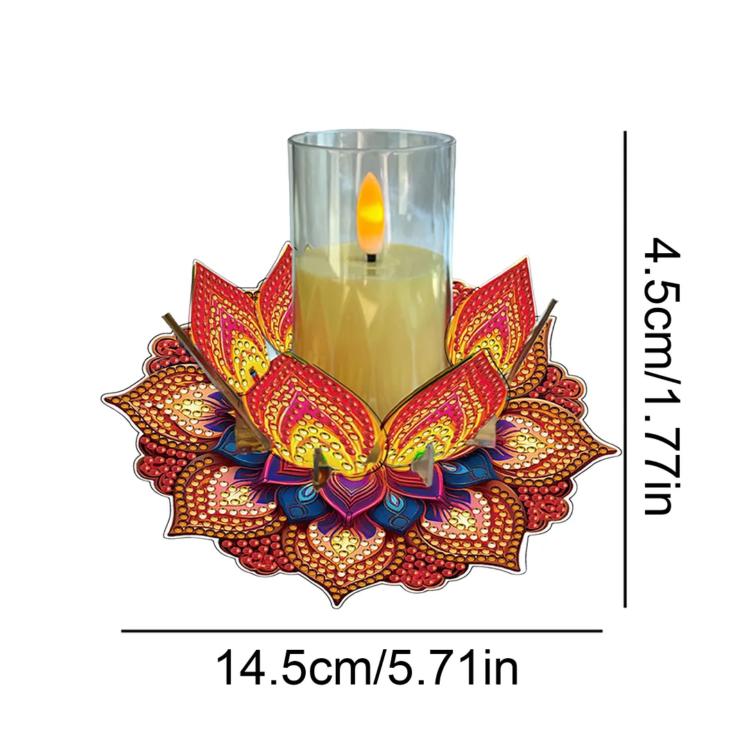 Mandala Lotus-L Acrylic DIY Diamond Painting Candle Holders Without Candles Crystal Painting Tealight Candle Stand Table Centerpiece for Adults Beginners Home Party Decor