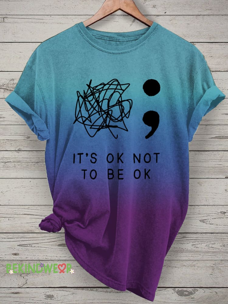 Suicide Prevention And Mental Health Print T-Shirt S / Gradient blue