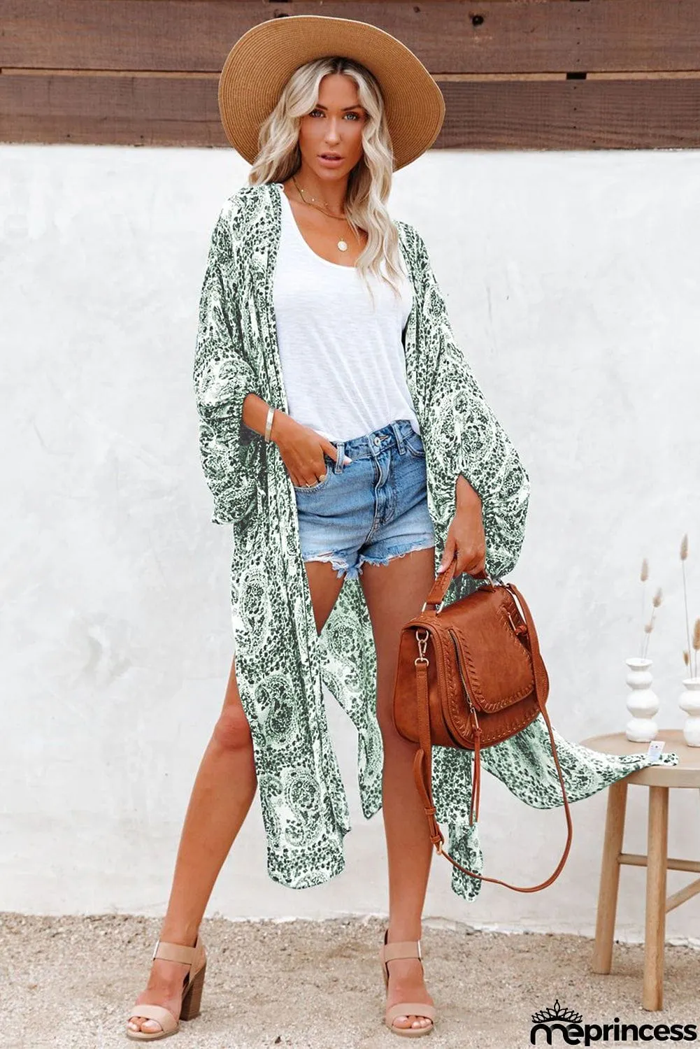 Dolman Sleeves Printed Kimono
