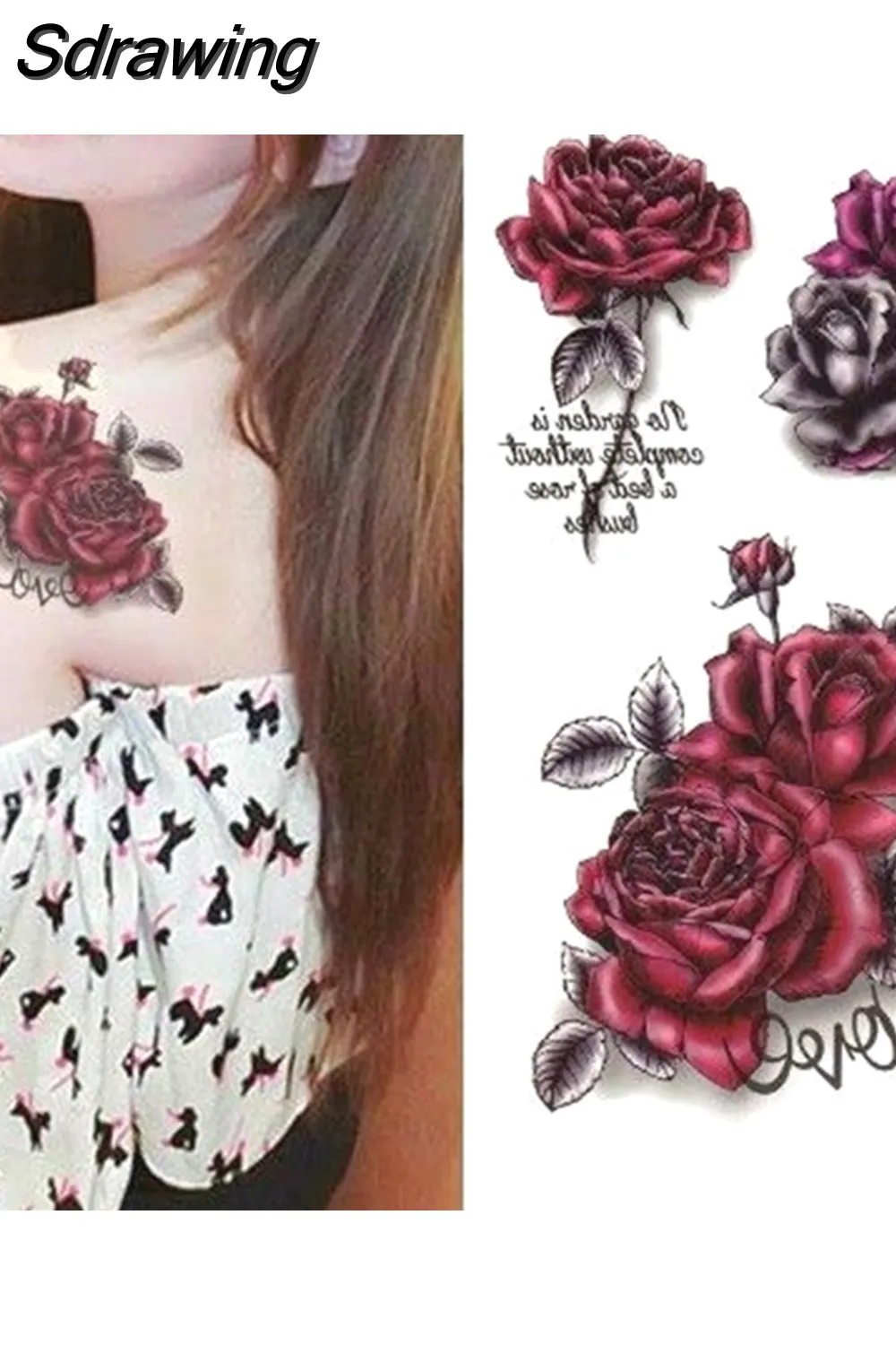 Sdrawing 4/5/9/10/18 PIeces Long Lasting Blue Flower Jewelry Tattoo Sticker Sexy Belly Block Scar Stretch Marks Waterproof Tattoo Sticker 715-1