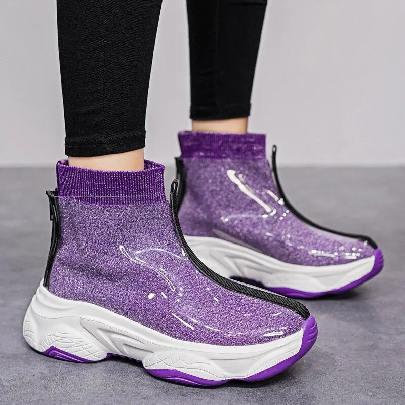 Women Boots Women Rain Boots Fashion Non Slip Sock Ankle Boots Female Water Shoes Women Comfortable Thick Bottom Rubber Boots
