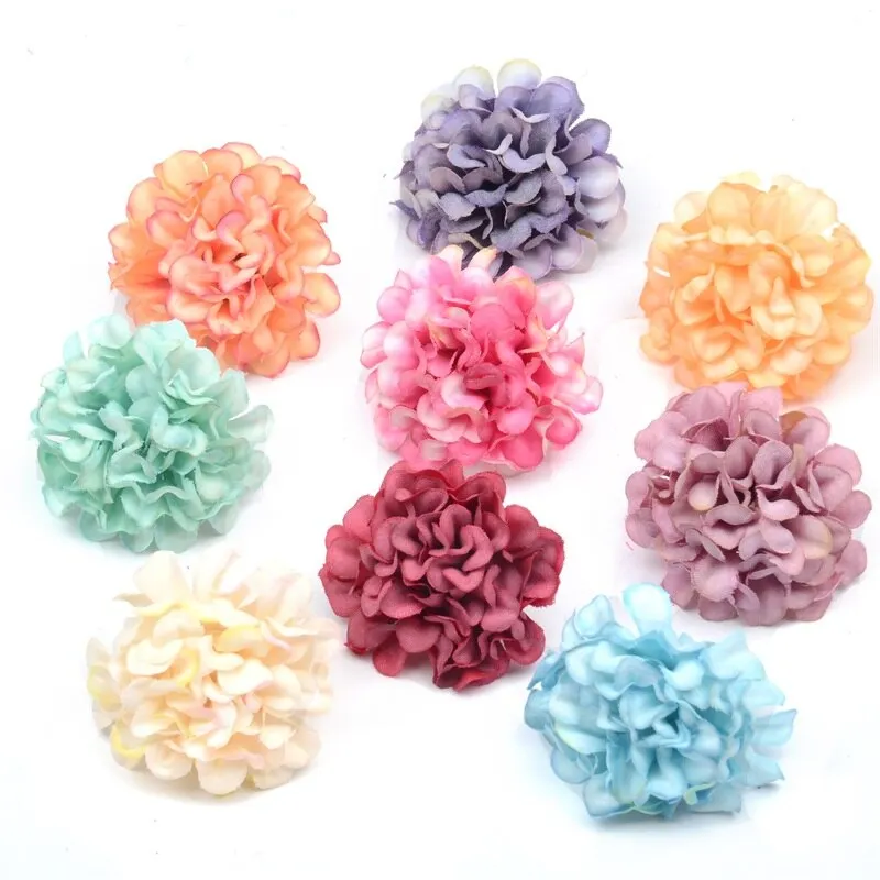 10pcs/lot Artificial Flower Silk Hydrangea Head For Wedding Decoration DIY Wreath Scrapbooking craft Cheap Fake Flowers