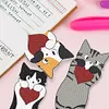 (US Local)4Pcs Cat DIY Diamond Painting Bookmarks Making Kit Diamond Art Bookmark