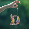 (Double  Sided)DIY Alphabet Flowers Special Shaped Diamond painting keychain