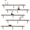 [US Local Warehouse] 5 Tier Floating Shelves 72.05x11.81x7.87in Wall Mounted Hanging Shelf with Metal Bracket for Living Room Kitchen Bathroom Home Storage