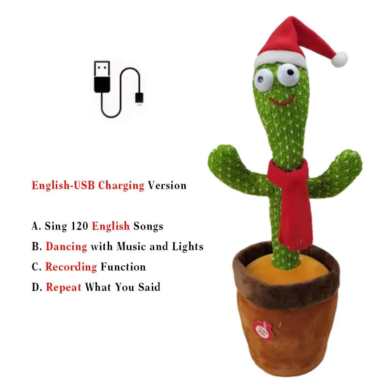 Rechargeable Dancer Cactus With Sound In Spanish Captus Dancer For Babies USB Dancing Cactus Parlant Toy Russian