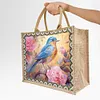 Diamond Painting Flowers and Bird Linen Tote Bag Replaceable Canvas for Women