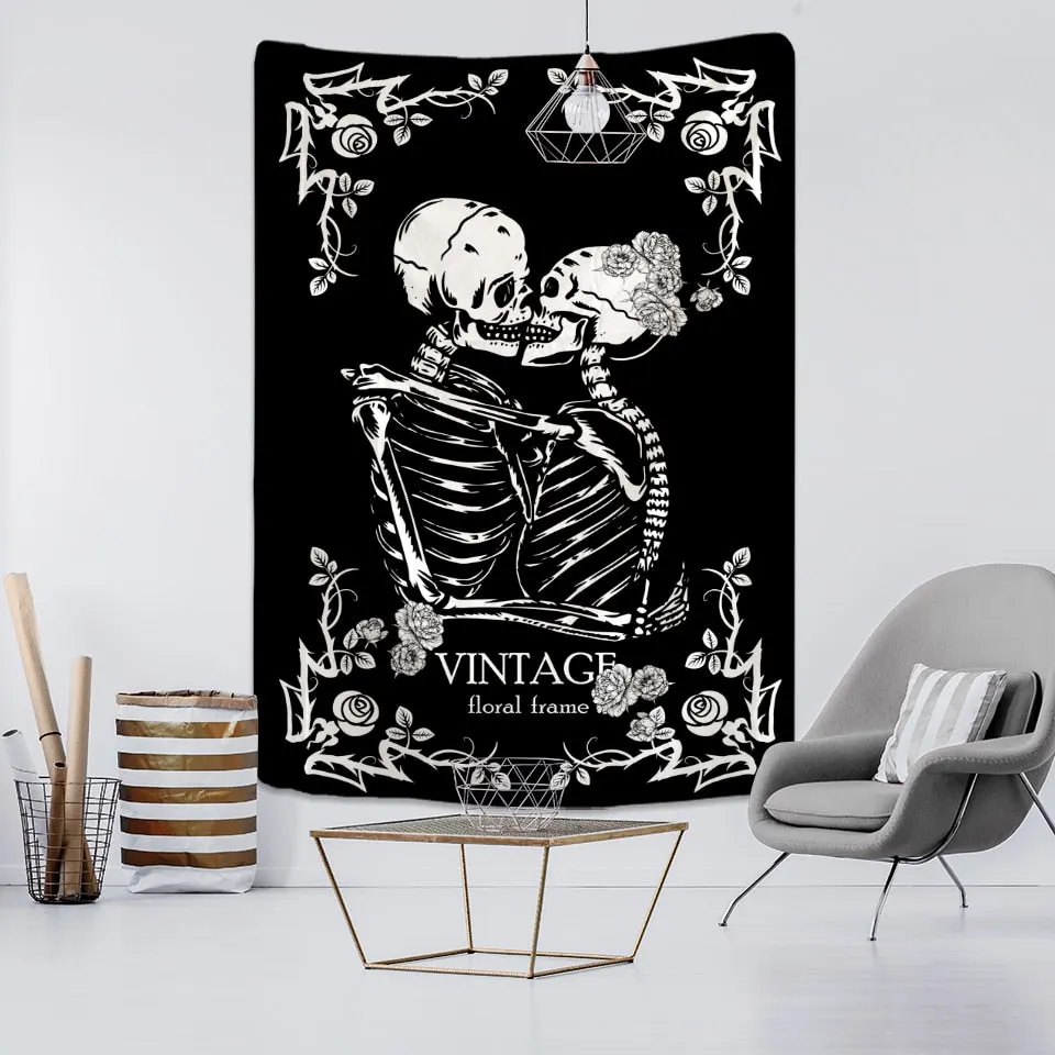 Skull Reaper Tarot Card Tapestry Wall Hanging Psychedelic Witchcraft Abstract Horror Background Cloth Dormitory Home Decor
