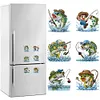 (US Local)6Pcs Acrylic Special Shape Fishing Diamond Painting Fridge Magnet for Home Decor