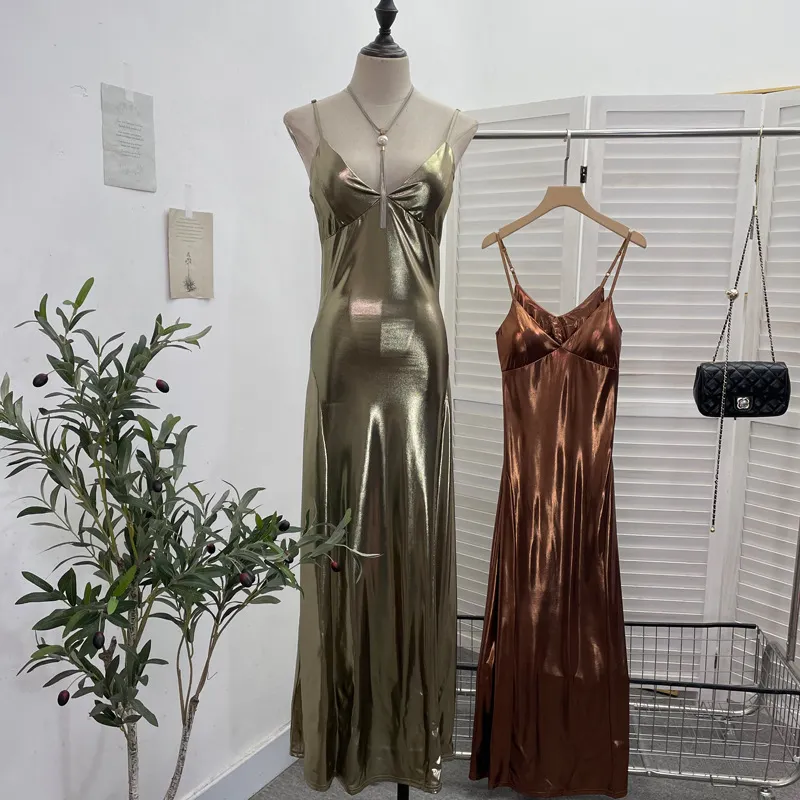 Uveng Picts Hottie Liquid Metallic Sling Dress Bag Pupama Long Skirt With Chest Cushion Dress Dress 8876