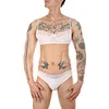 Men's Lace Bikini 2pcs Silky Bra and Underwear Briefs Set Swimsuit Sexy Crop Tops Sissy Panties