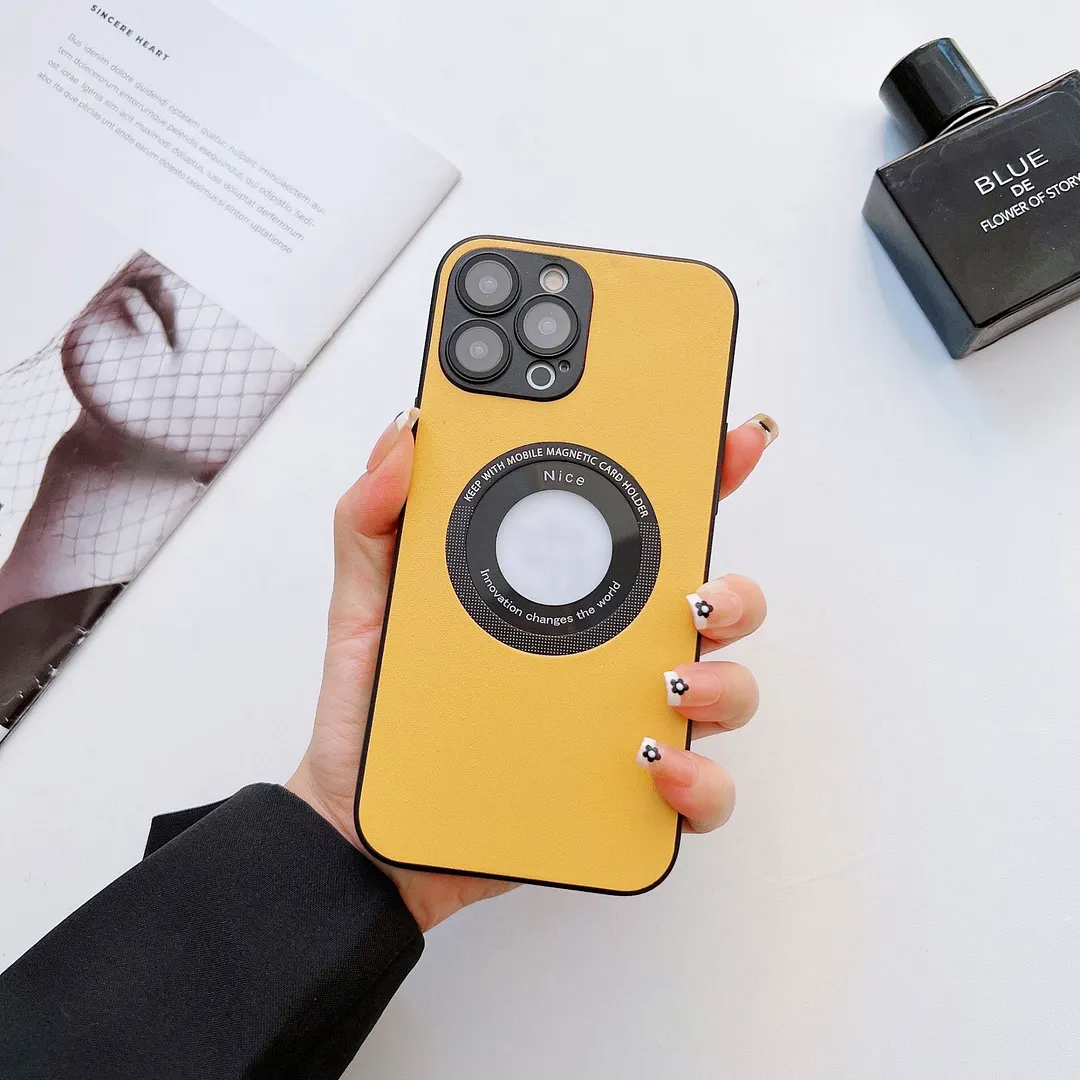 For iPhone13/14 Series Magnetic Hollow Logo Mobile Phone Case