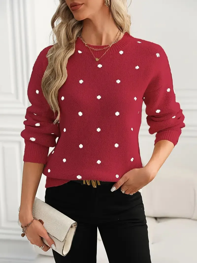 Athvotar Athvotar Point T-Shirt With Long-Sleeved Knitted Jersey Temperament Elegant Loose Sweater