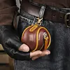 Vegetable Tanned Leather Retro Key Bag Men's And Women's Coin Purse Cowhide Earphone Bag Genuine Leather Waxed Leather Storage Bag