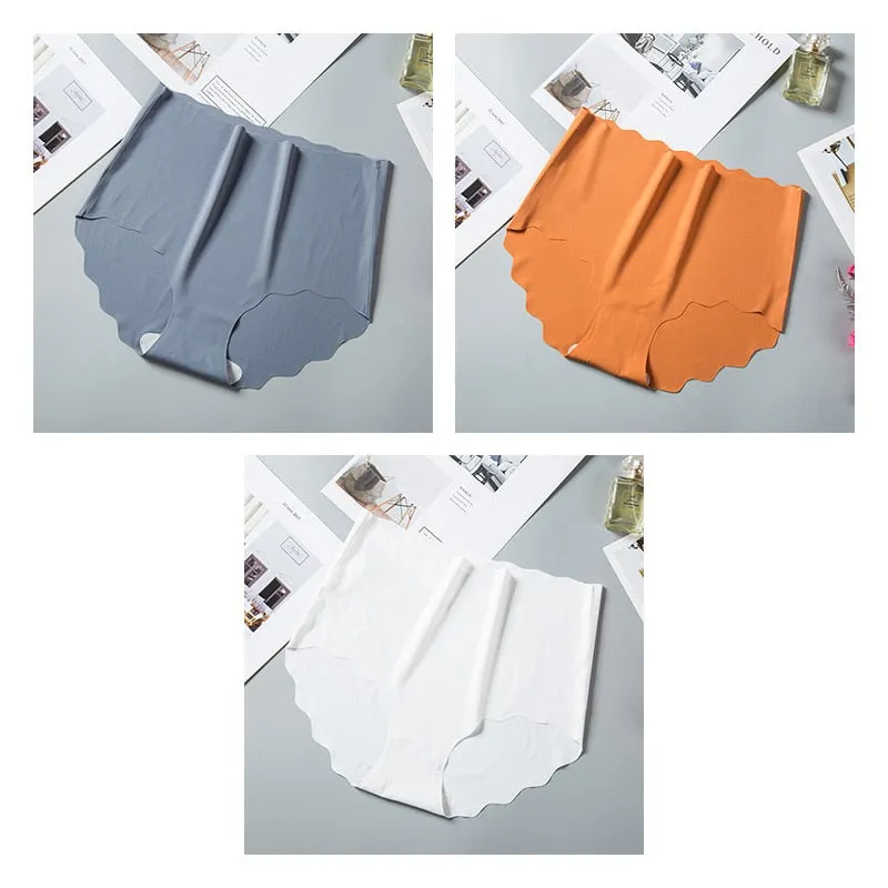 3pcs High Rise Seamless Panties For Woman Underwear Briefs Wave Solid Female Panties New Underwear Seamless Panties For Ladies