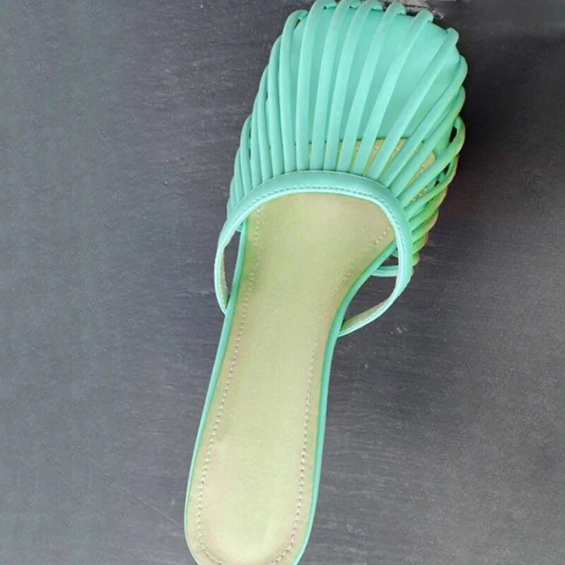 GOOSHOE Big Size 45 Roman Slim Strap High Heels Women's Slippers Shoes Girl Candy Colors Mules Runway Sandals