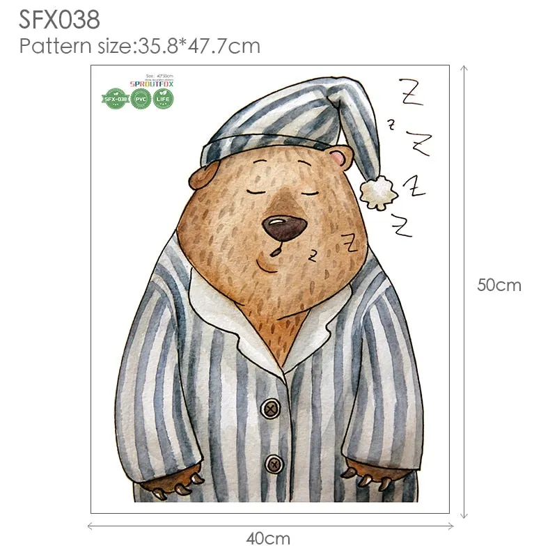 Bear 3D Wall Stickers Home Decor Living Room Decoration Wall Stickers For Kids Rooms Bathroom Children For Stickers Wall Bedroom