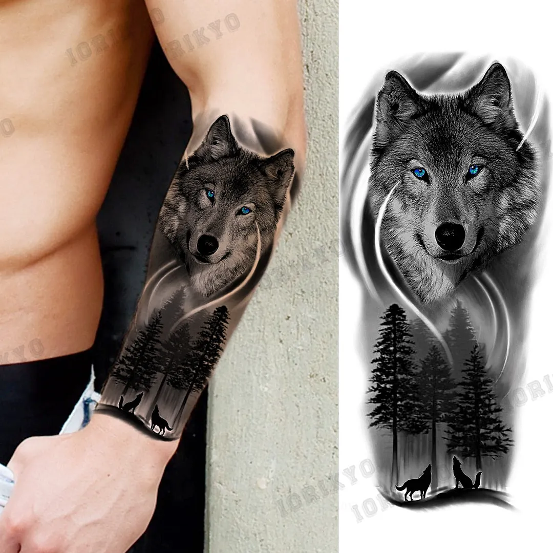 Realistic Devil Skeleton Temporary Tattoos For Men Adult Women Wolf Compass Gangster Fake Tattoo Washable Body Art Tatoo Sticker