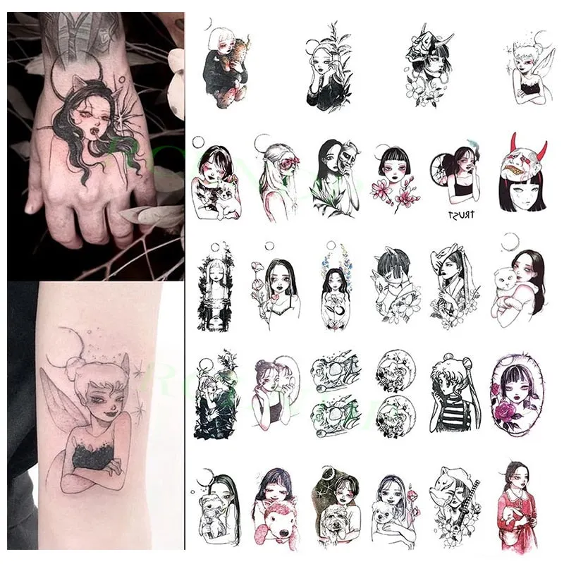 56 Pcs Waterproof Temporary Tattoo Stickers set English Russian wild Element Body Art Flash Tatto Fake Tatoo for Men and Women