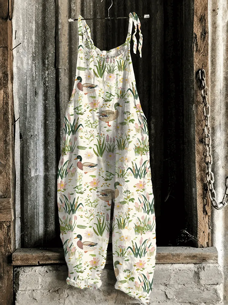 Wild Duck Print Casual Jumpsuit