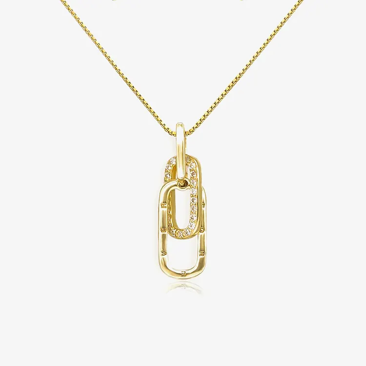 S925 Mother And Daughter Forever Linked Together Necklace - Gold
