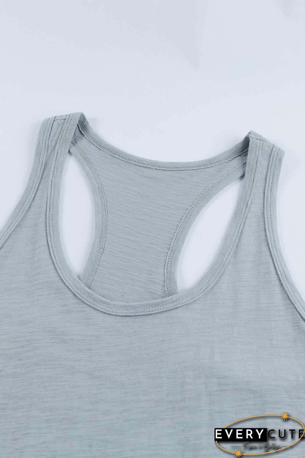 Blank Apparel - Gray Scoop Neck Basic Solid Tank Top