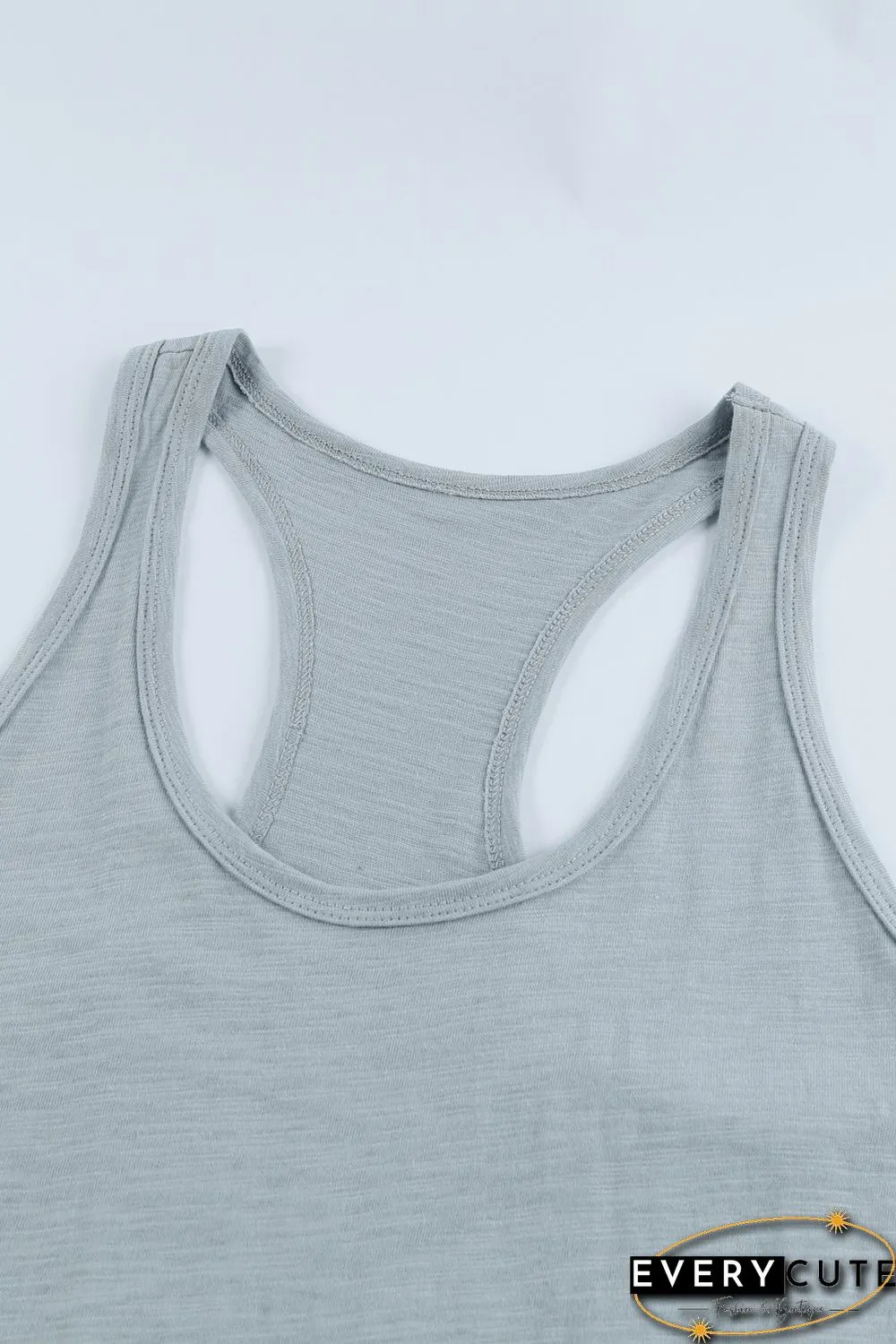 Blank Apparel - Gray Scoop Neck Basic Solid Tank Top