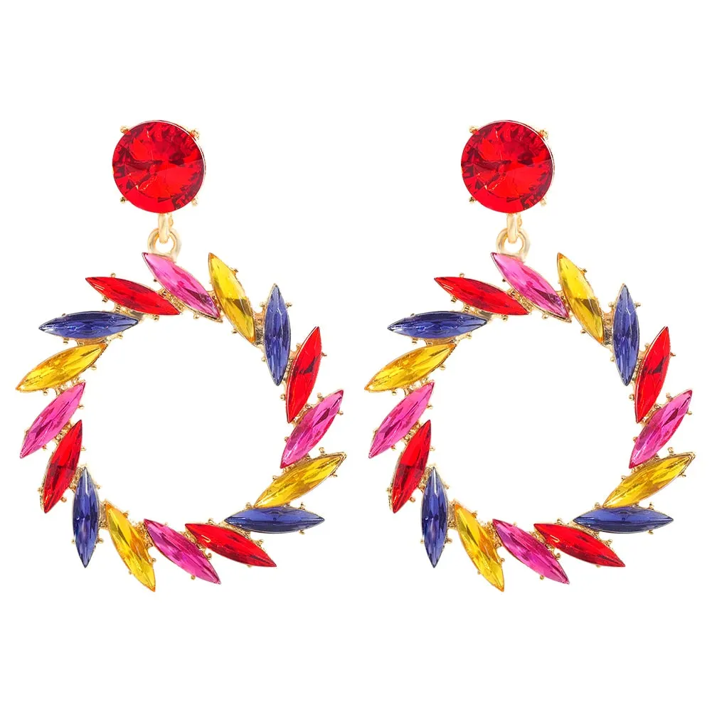 Dvacaman Newest Multicolor Crystal Drop Earrings Fine Jewelry Accessories For Women Fashion Rhinestone Tassel Earrings Wholesale