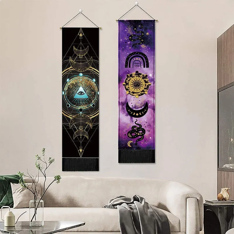 Seven Chakra Decorative Wall Hanging Tapestry Bohemia Tarot Phase Tassel Tapestry Boho Art Tapestries For Bedroom  Office Decor