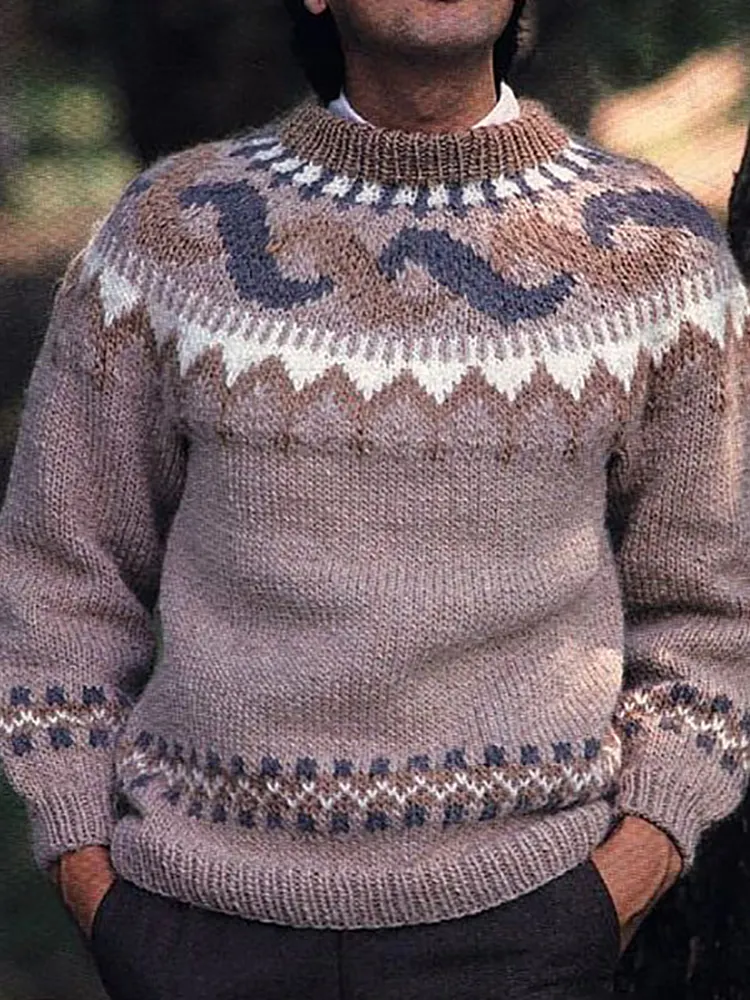 Retro Arc-Shaped Fair Isle Jacquard Geometric Sweater