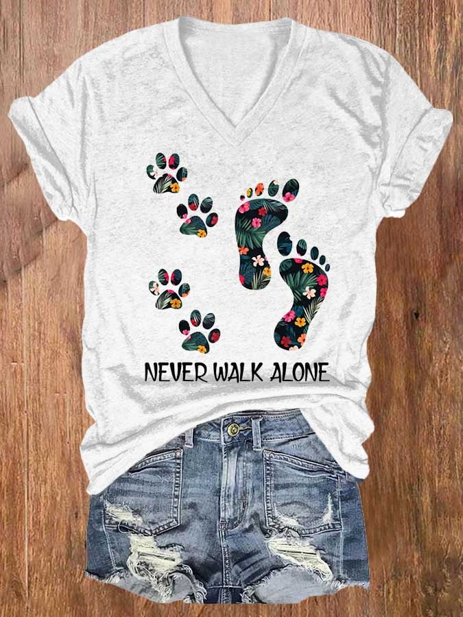 Women's Never Walk Alone Print Casual T-Shirt