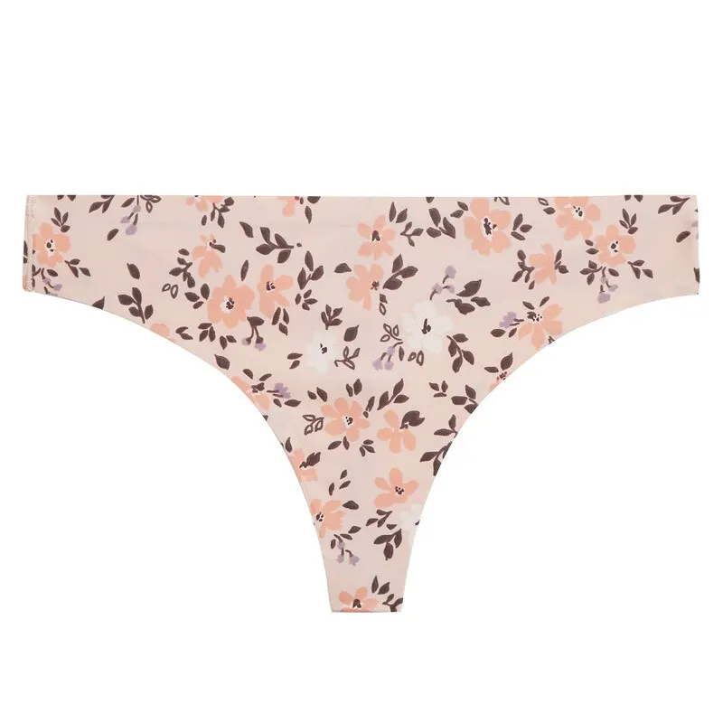 FINETOO Women Thongs Floral Printing Panties for Female Underwear Nylon Seamless Underwear  Panty Sexy Flower G-string Lingerie