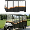 [US Local Warehouse] Fits 6-Person Golf Cart Rain Cover with Transparent Windshield & Reflective Strips 600D Waterproof Oxford Fabric Outdoor Golf Cart Protector Compatible with Club Car & for EZGO