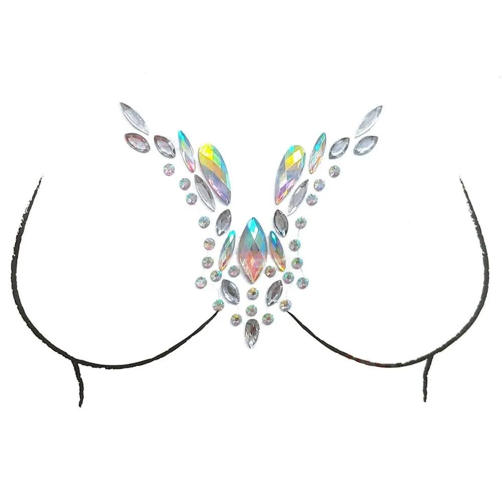 Rystal Sexy Chest Jewels Temporary Tattoo Sticker 3D Stage Rhinestone Flash Tattoos Adhesive Face Jewel Chest Gem Body Paint