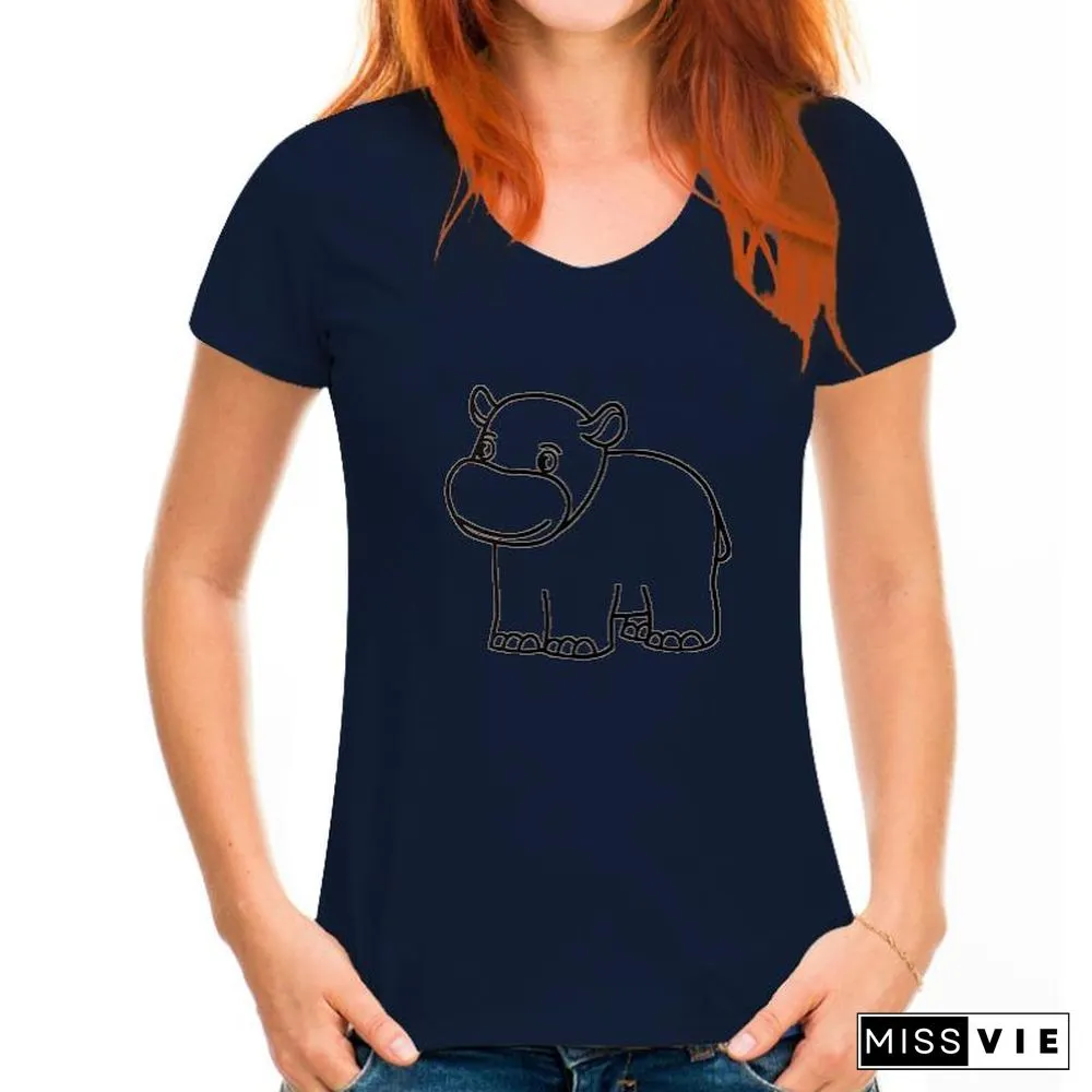 Summer T-Shirt Women Kawaii Cute Animal Print Casual Short Sleeve Fashion Aesthetic Girl Top Tees Oversized Female Clothing