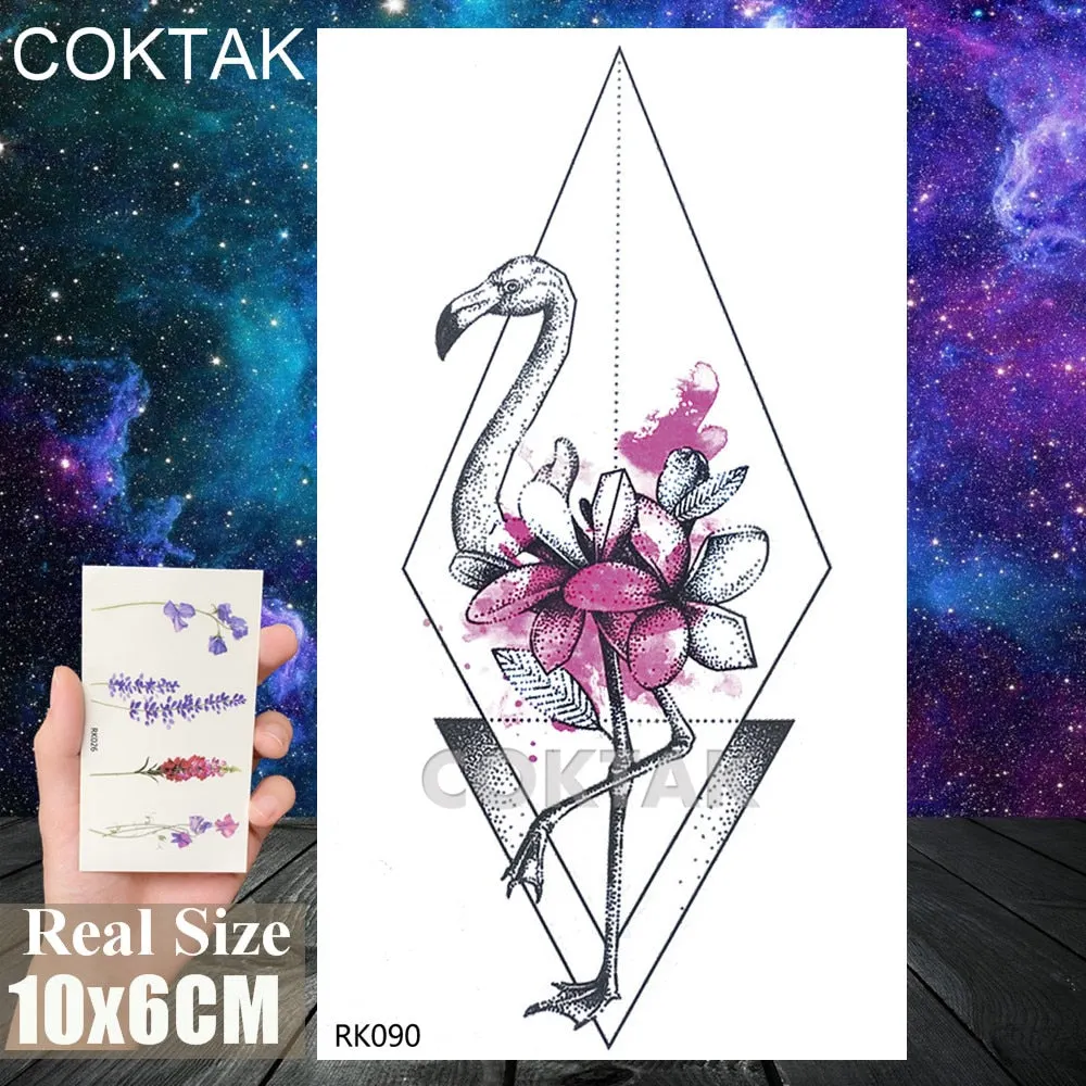 Geometry Pine Tree Temporary Tattoos Sticker Black Mountain Moon Water Transfer Tattoo For Men Body Art Washable Beauty Tatoos