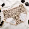 Ice silk seamless large size satin leopard print briefs