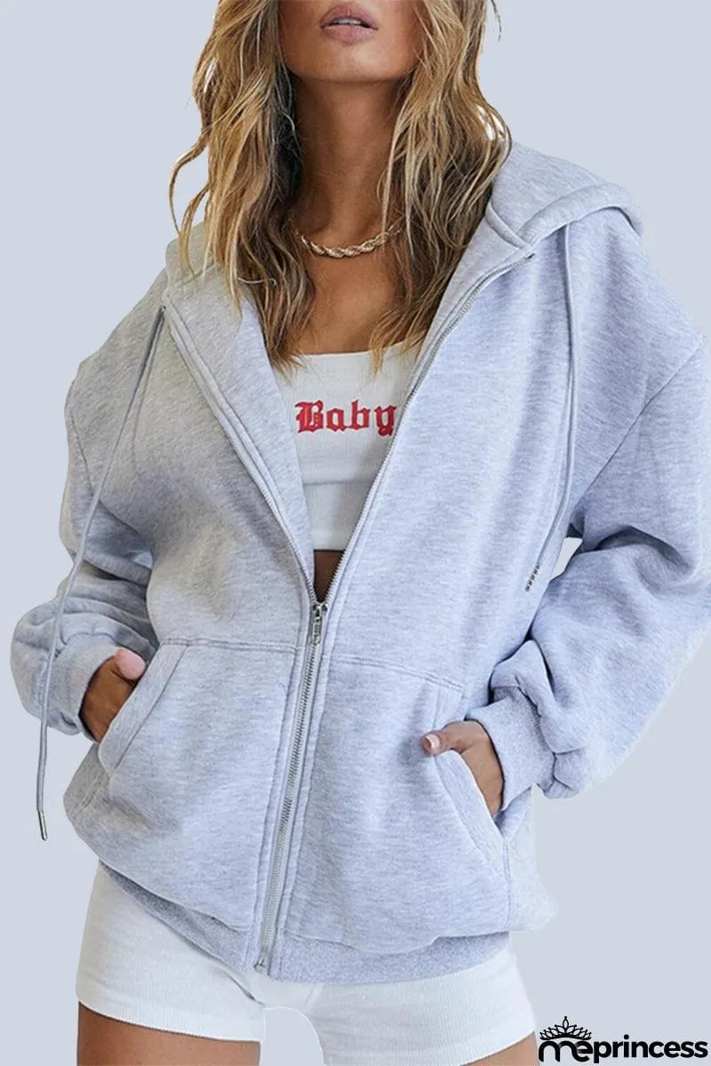 Casual Sportswear Solid Pocket Hooded Collar Outerwear