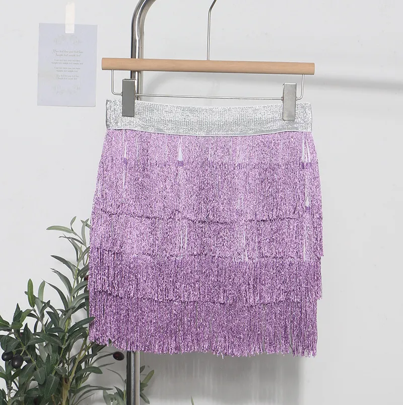 Churchf Shiny Tassel Dress Girl Autumn Design Small Babes Dance Irregular A Short Skirt 9039