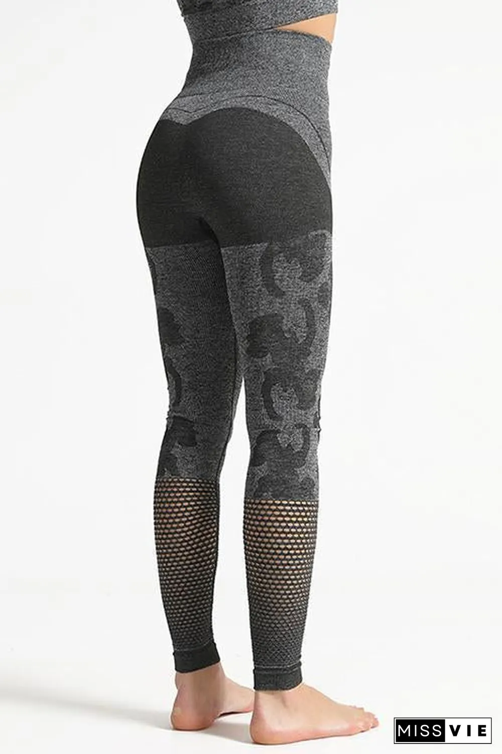 Camouflage Mesh Cut Out T Shirt Leggings Set